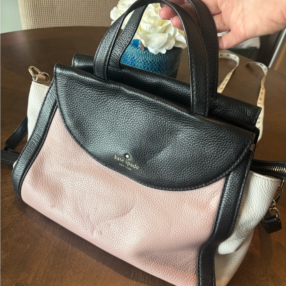 Kate Spade Tricolor Satchel in Black, Pink, and White